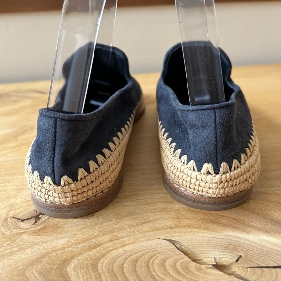 VINCE JALEN LOAFERS BEIGE 7M SUEDE UPPER ESPADRILLE RAFFIA BASE SLIP ON … - Picture 6 of 10